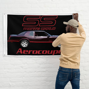 1987 Chevy Monte Carlo SS Aerocoupe Burgundy Classic Car Garage Office Man Cave Banner Flag 34.5" x 56"