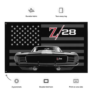 Vintage Chevy Camaro Z/28 1st Gen Z28 Muscle Car Club Garage Office Man Cave Banner Flag 34.5" x 56"