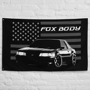 Mustang Fox Body American Icon Custom Street Race Stang Driver Car Club Garage Office Man Cave Banner Flag 34.5" x 56"