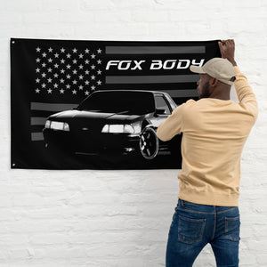 Mustang Fox Body American Icon Custom Street Race Stang Driver Car Club Garage Office Man Cave Banner Flag 34.5" x 56"