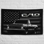 1970 Chevy C10 Pickup Truck American Flag Vintage Collector Trucks Custom Garage Office Man Cave Banner Flag 34.5" x 56"