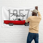 1957 Thunderbird Flame Red T-Bird Hardtop Antique Classic Car Garage Office Man Cave Banner Flag 34.5" x 56"