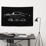 1965 Pontiac GTO Muscle Car Silhouette Emblem Classic Car Collector Club Custom Garage Office Man Cave Banner Flag 34.5" x 56"