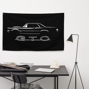 1965 Pontiac GTO Muscle Car Silhouette Emblem Classic Car Collector Club Custom Garage Office Man Cave Banner Flag 34.5" x 56"