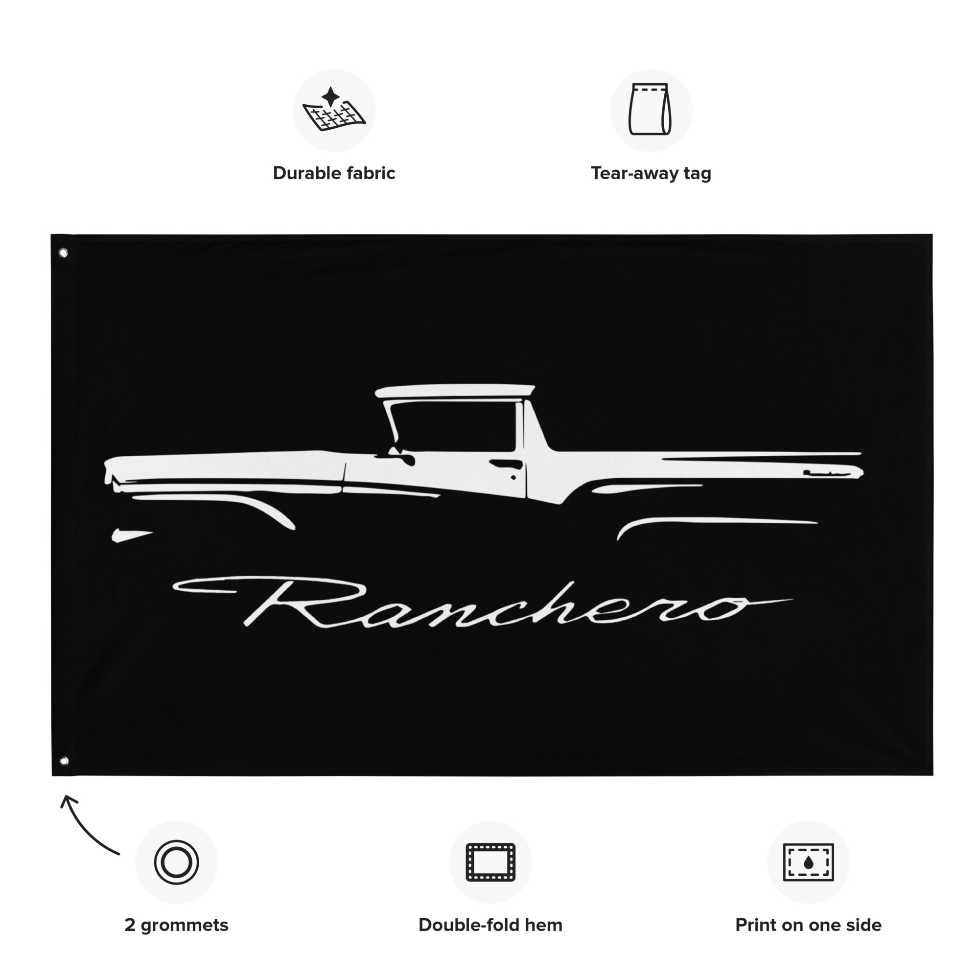 1957 Ford Ranchero Silhouette Outline Art Classic Car Club Custom Garage Office Man Cave Banner Flag 34.5" x 56"