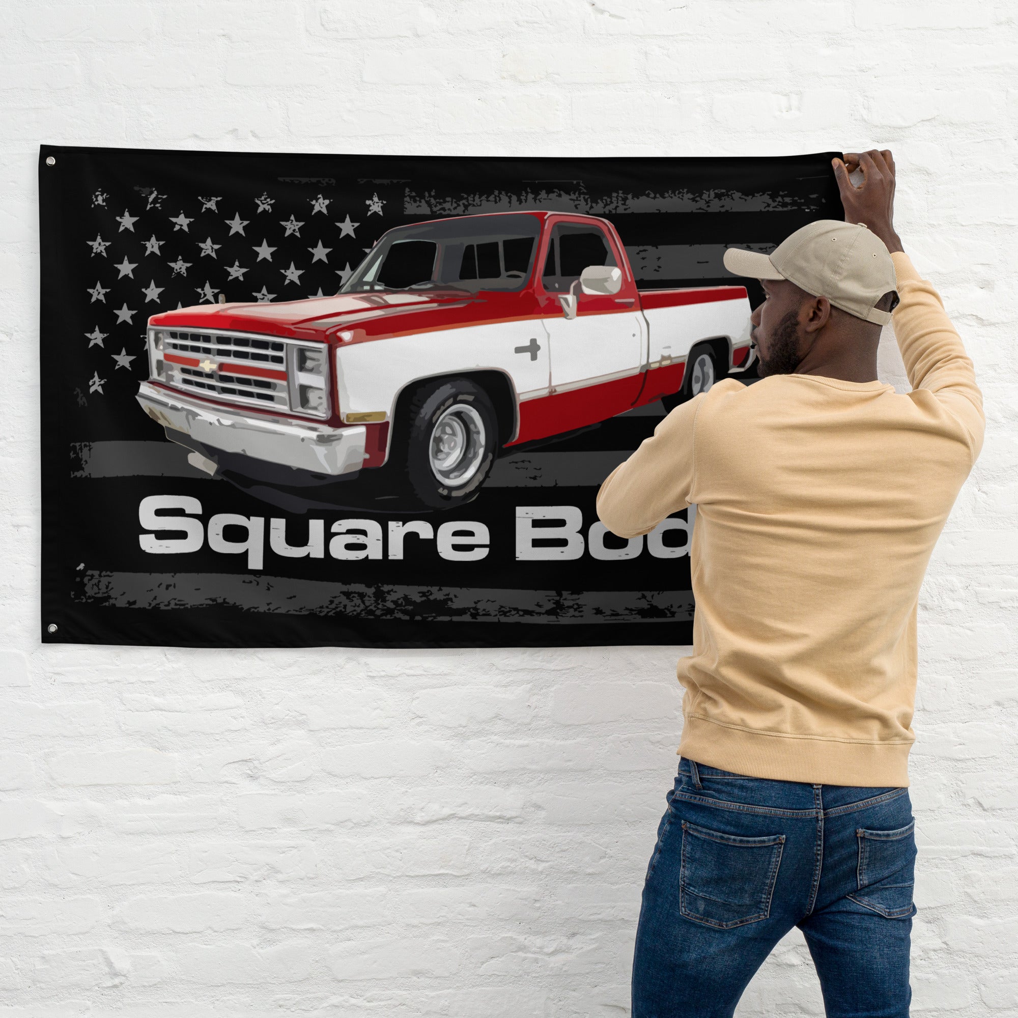 1987 Chevrolet Silverado Square Body Vintage C10 K10 1500 Pickup Truck Garage Office Man Cave Banner Flag 34.5" x 56"