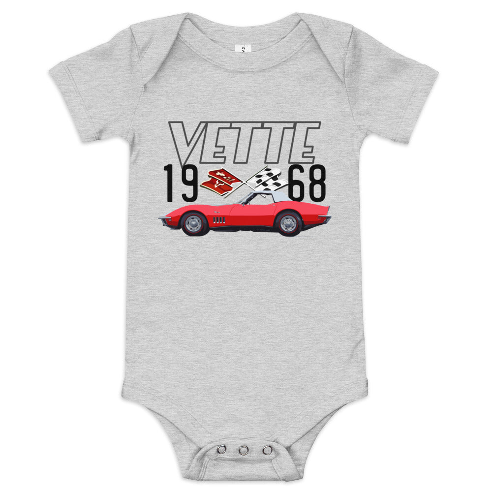 1968 Red Corvette C3 Convertible Classic Car Custom Baby short sleeve one piece