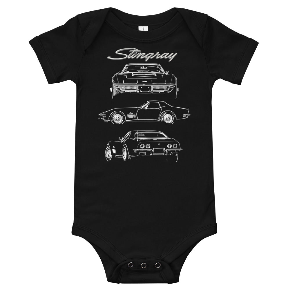 1970 C3 Corvette Stingray Muscle Car Classic Cars Baby short sleeve one piece