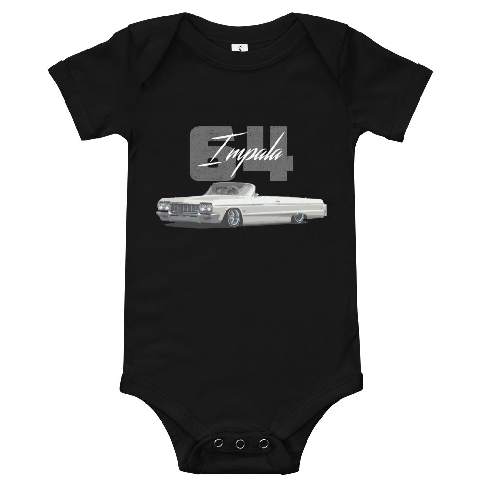 1964 Chevy Impala Convertible Lowrider Classic Car Baby short sleeve one piece
