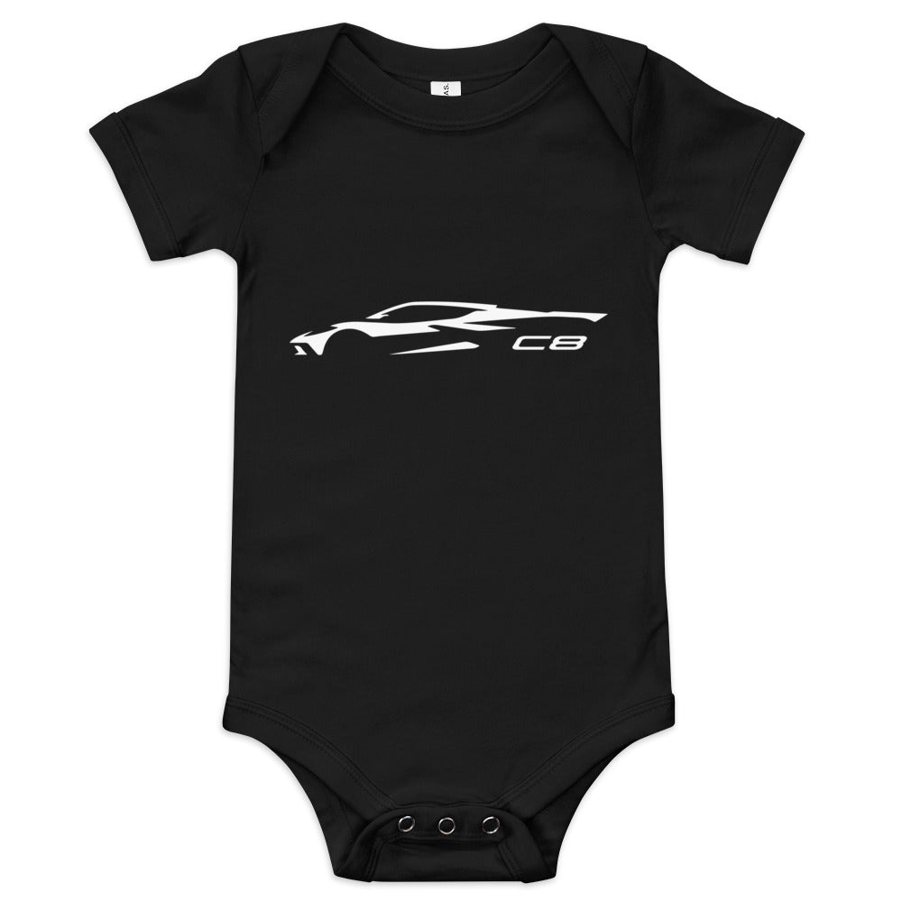 2022 2023 Corvette C8 Outline Silhouette Vette Baby short sleeve one piece
