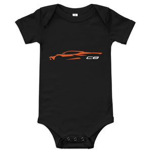 2022 2023 Corvette C8 Outline Silhouette Sebring Amplify Orange Vette Baby short sleeve one piece