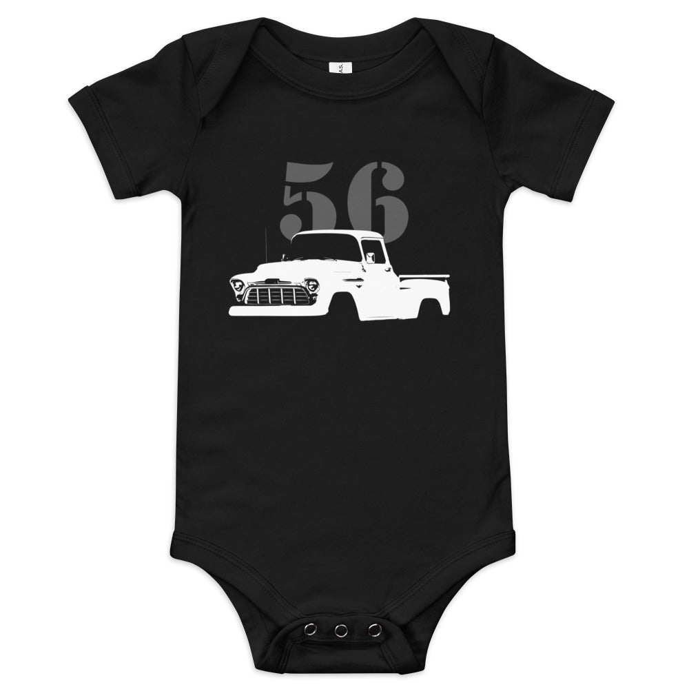 1956 Chevy 3100 Antique Pickup Truck Classic American Automotive Nostalgia Baby short sleeve one piece