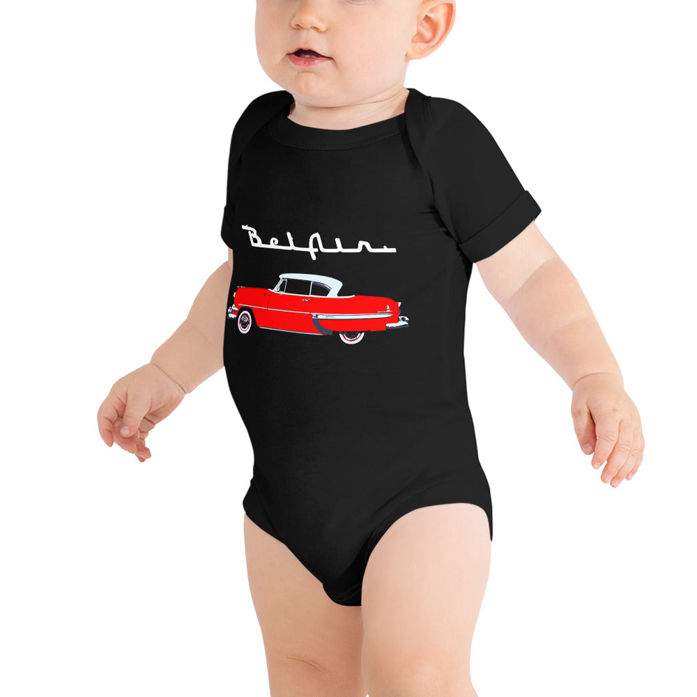 1954 Chevy Bel Air Red Antique Classic Car Collector Cars Baby short sleeve one piece