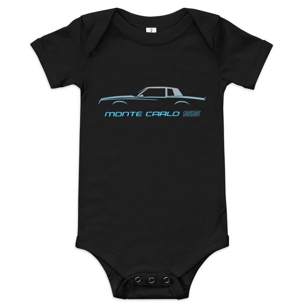 Monte Carlo SS Silhouette Chevy Classic Cars Miami Car Club Custom Baby short sleeve one piece