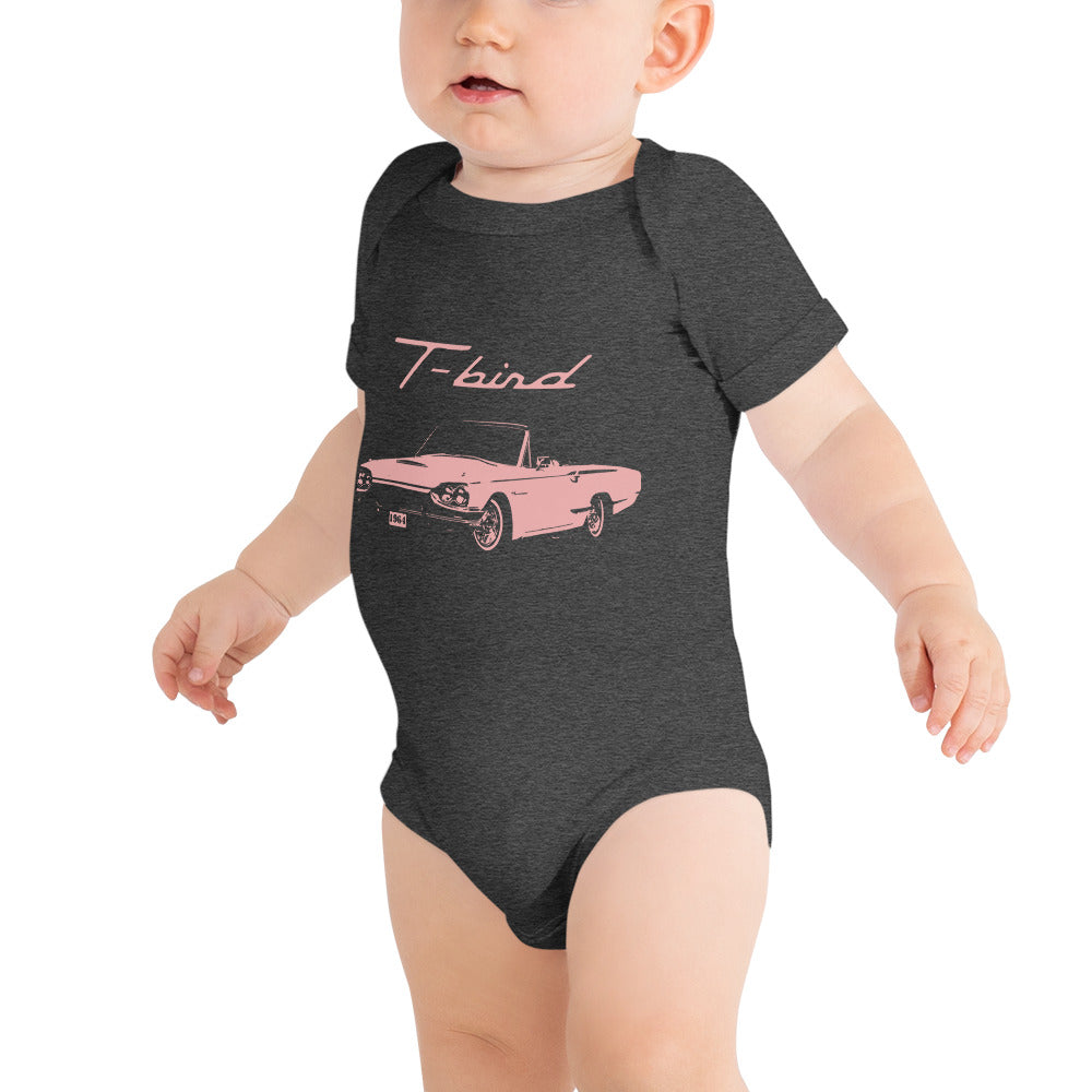 1964 Thunderbird T-Bird Classic Car Pink Piggy Custom Collector Cars Art American Automotive Nostalgia Baby short sleeve one piece