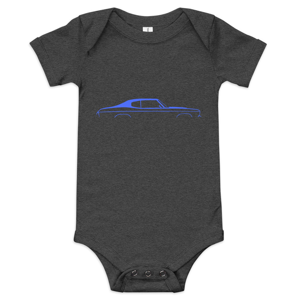 1970 Chevelle Silhouette Collector Car Blue Lines Custom Baby short sleeve one piece