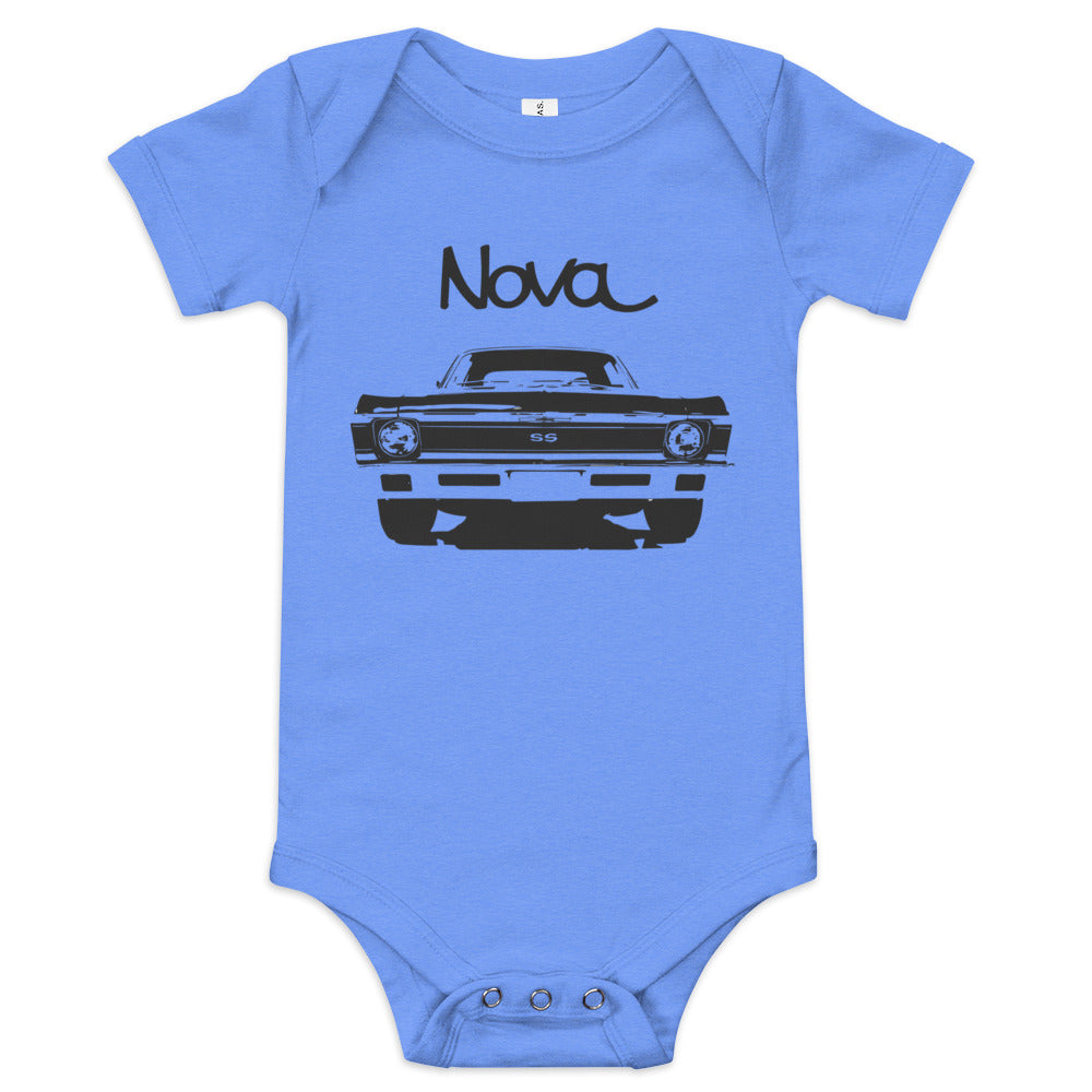 1972 Chevy Nova American muscle Classic car Drag racing Hot rod SS Baby short sleeve one piece