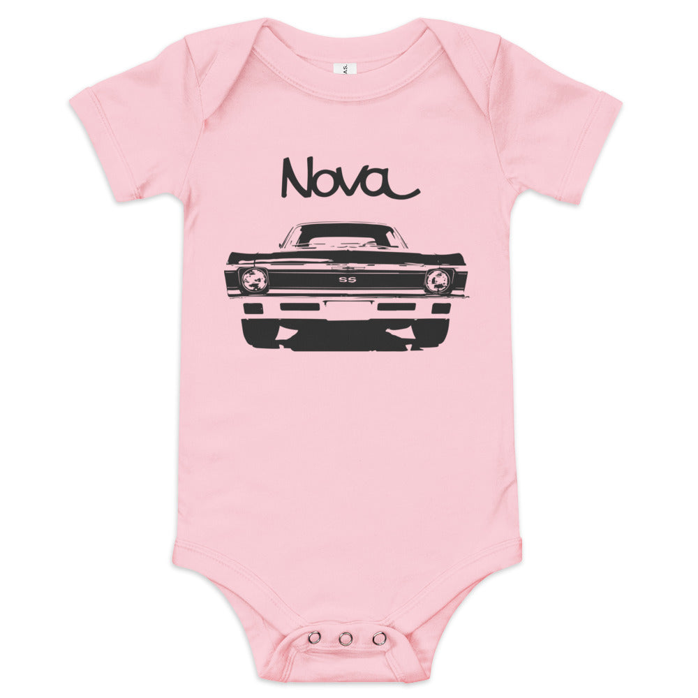 1972 Chevy Nova American muscle Classic car Drag racing Hot rod SS Baby short sleeve one piece