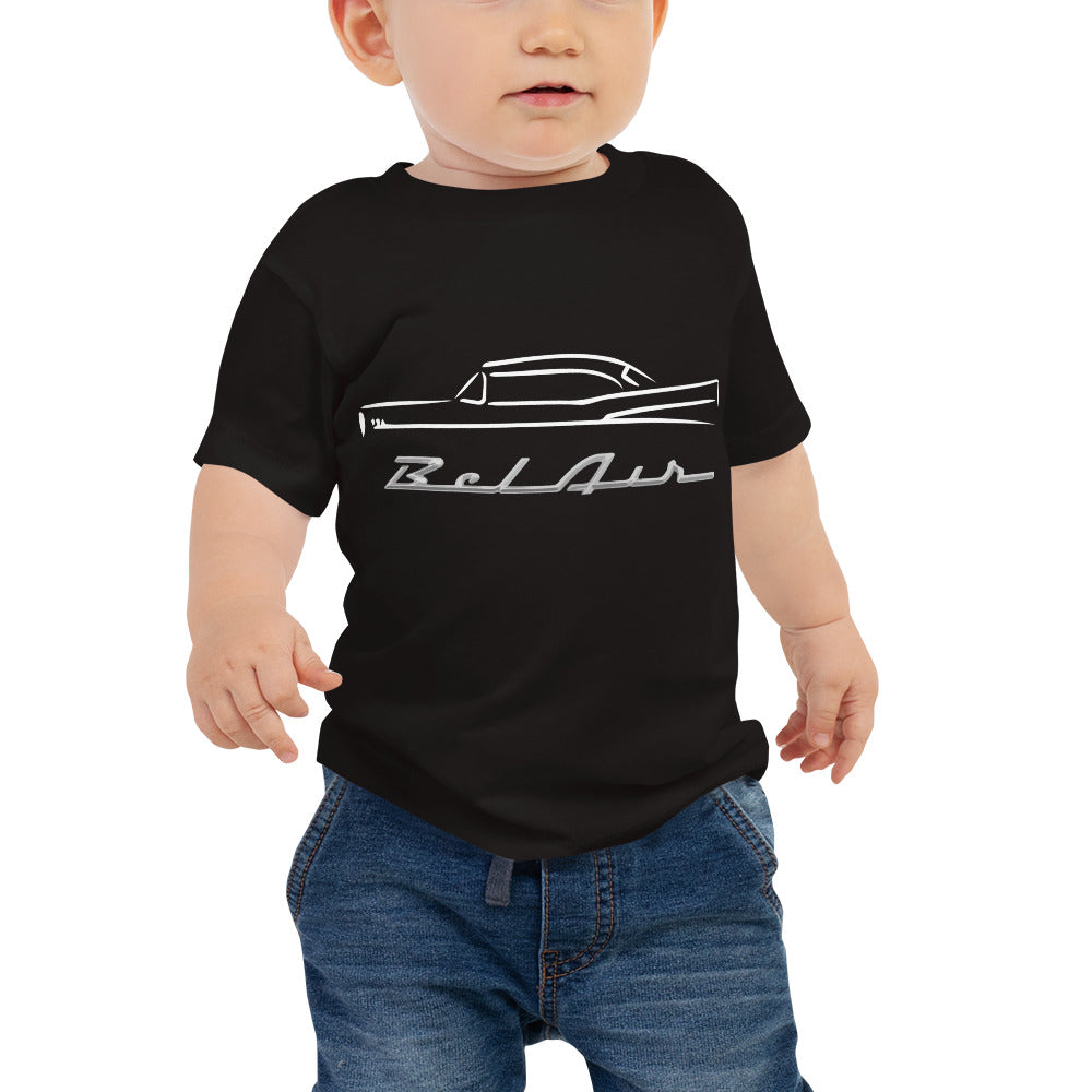1957 Chevy 57 Belair Bel Air Outline Antique American Collector Car Baby Tee