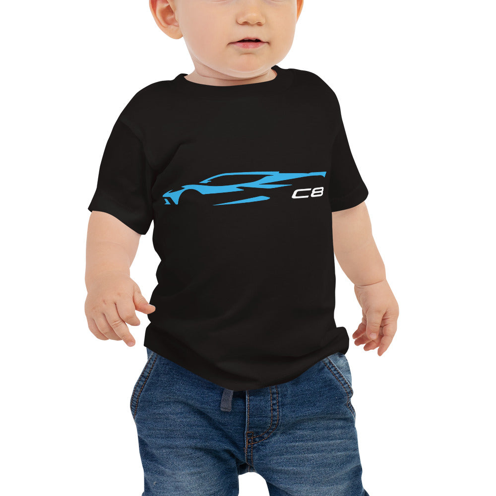 2022 2023 Corvette C8 Outline Silhouette Sebring Rapid Blue Vette Baby Jersey Short Sleeve Tee