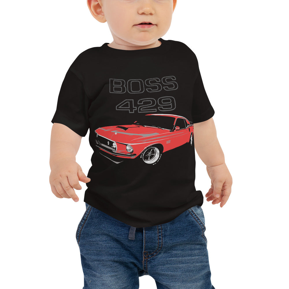1969 Mustang Boss 429 Red Rare Muscle Car Collector Gift Baby Jersey Short Sleeve Tee