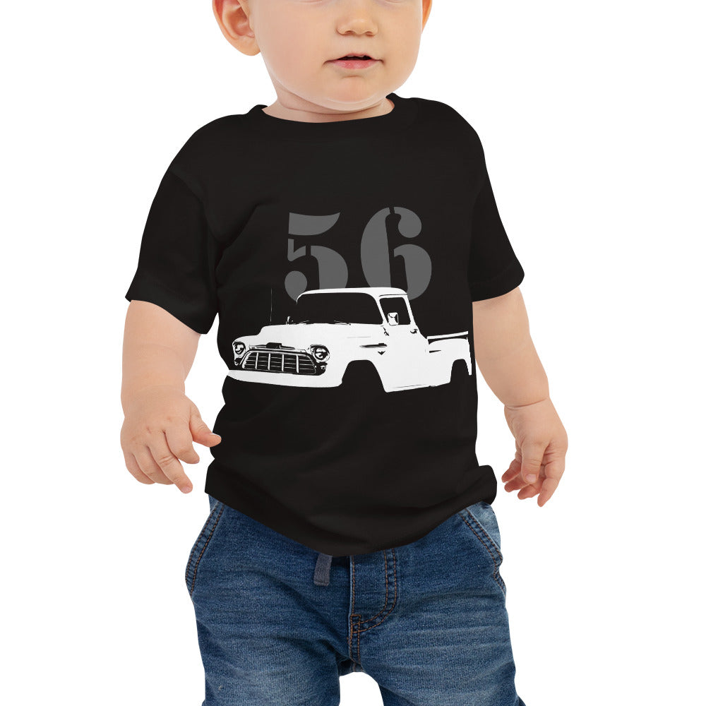 1956 Chevy 3100 Antique Pickup Truck Classic American Automotive Nostalgia Baby Jersey Short Sleeve Tee