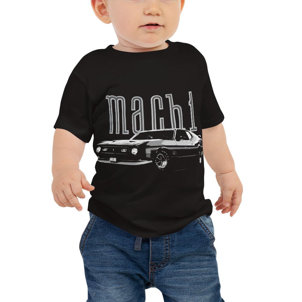 1971 Mustang Mach 1 Fastback 429 Super Cobra Jet Black Muscle Car Classic Cars Driver Baby Jersey Short Sleeve Tee