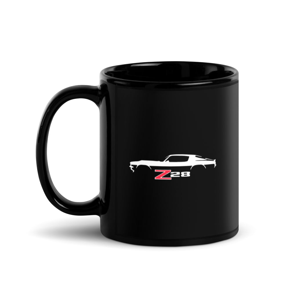 1970 1971 Chevy Camaro Z28 Emblem Silhouette Muscle Car Black Glossy Mug