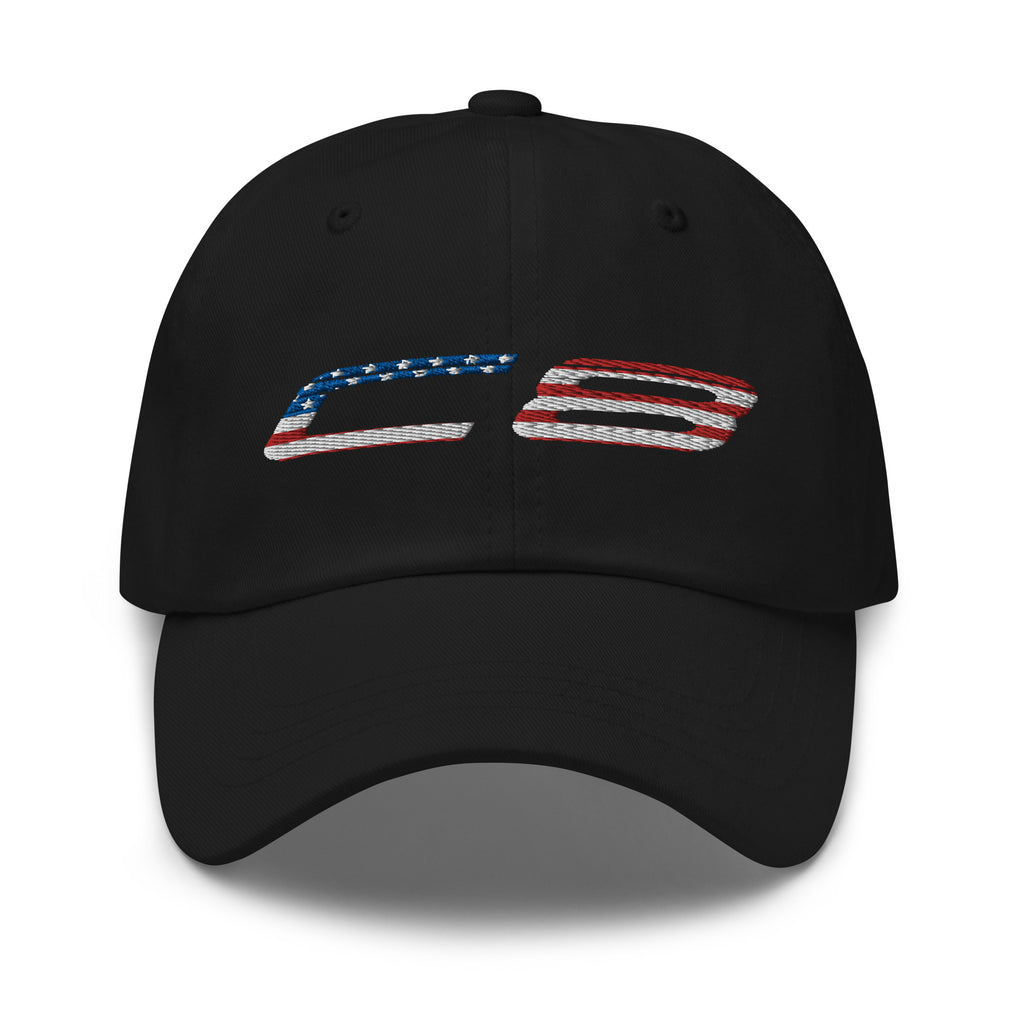 C8 Corvette Owner Gift Patriotic American Flag Text Dad Hat