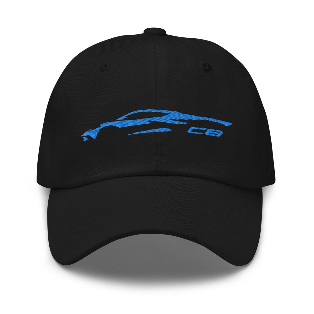 2023 Corvette C8 Outline Silhouette Rapid Blue 8th Gen Mid Engine Vette Gift Dad hat