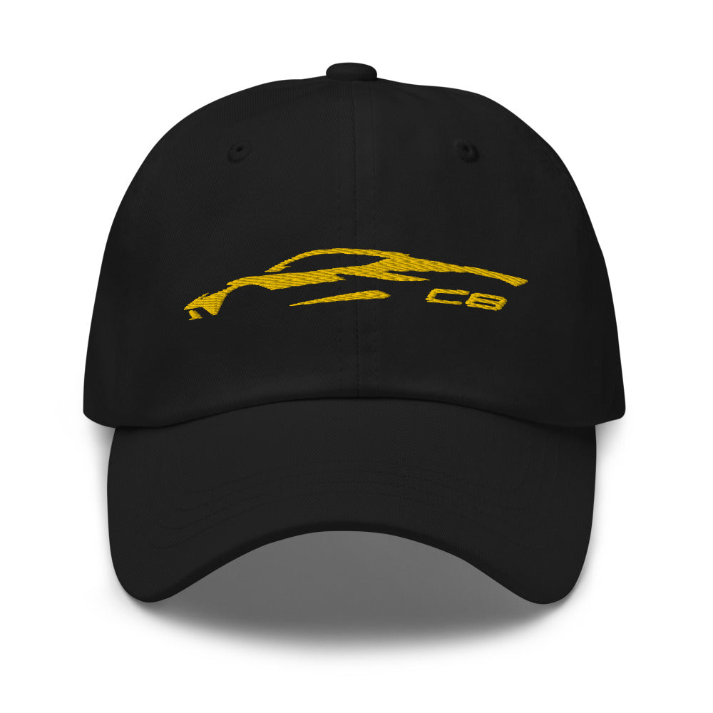 2023 Corvette C8 Outline Silhouette Accelerate Yellow 8th Gen Mid Engine Vette Gift Dad hat