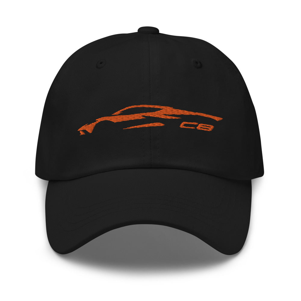 2023 Corvette C8 Outline Silhouette Amplify Orange 8th Gen Mid Engine Vette Gift Dad hat