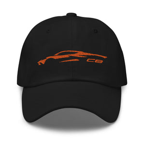 2023 Corvette C8 Outline Silhouette Amplify Orange 8th Gen Mid Engine Vette Gift Dad hat