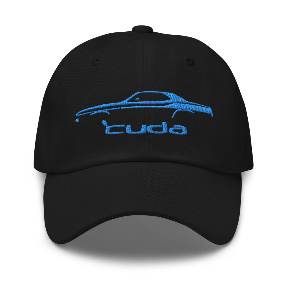 1972 Cuda Barracuda Blue Muscle Car Silhouette Classic Car Owner Gift Embroidered Dad hat