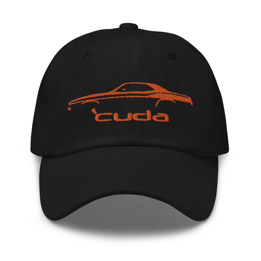 1972 Cuda Barracuda Orange Muscle Car Silhouette Classic Car Owner Gift Embroidered Dad hat