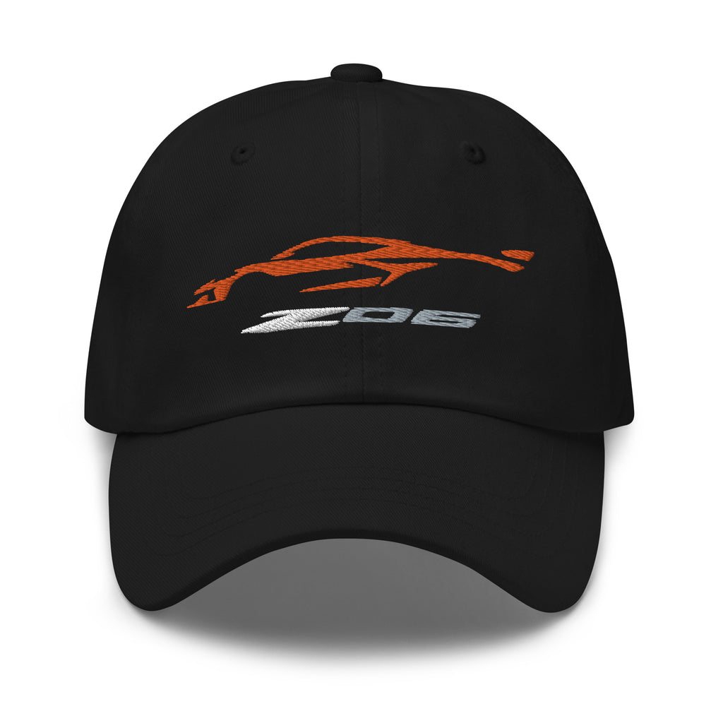 2023 Corvette Z06 C8 Amplify Orange Vette Silhouette Custom Dad hat