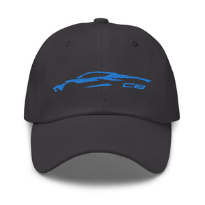 2023 Corvette C8 Outline Silhouette Rapid Blue 8th Gen Mid Engine Vette Gift Dad hat