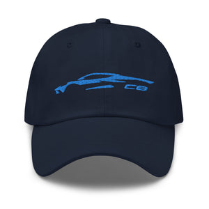 Rapid Blue C8 Corvette Silhouette Emblem Dad hat Navy Blue