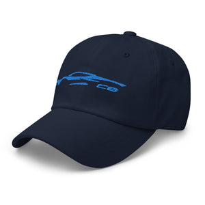 Rapid Blue C8 Corvette Silhouette Emblem Dad hat Navy Blue