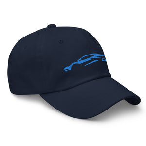 Rapid Blue C8 Corvette Silhouette Emblem Dad hat Navy Blue