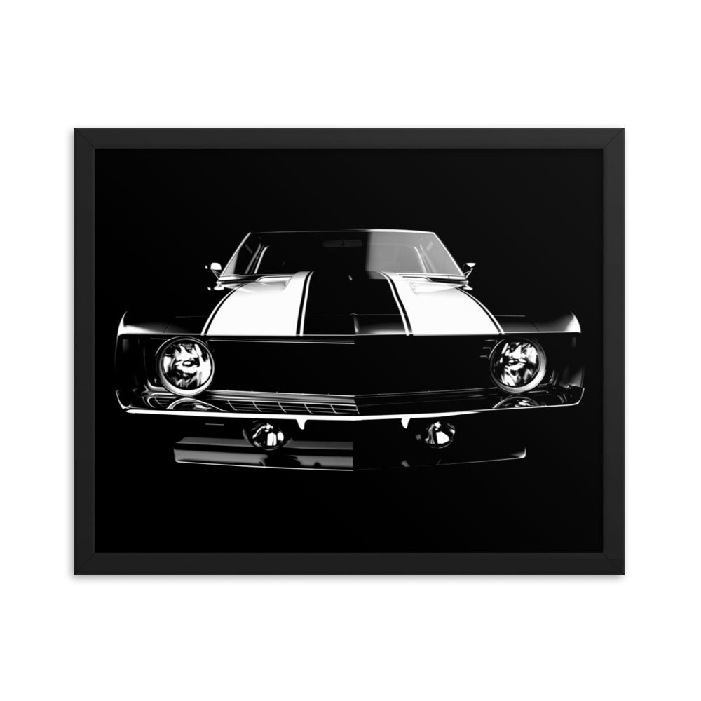 First Gen Chevy Camaro Black Muscle Car Owner Gift Framed poster