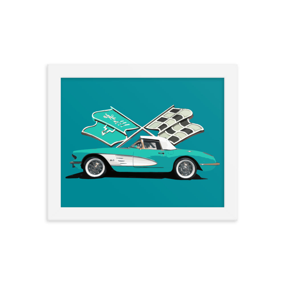 Antique Corvette C1 Classic Car Owner Gift Framed poster