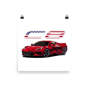 2021 Corvette C8 Stars and Bars Poster