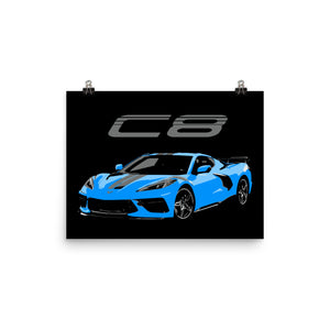 2020 Corvette C8 Rapid Blue Poster