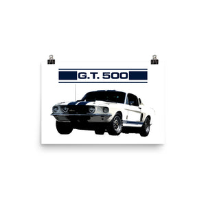 White Mustang Shelby GT500 Poster