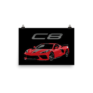 2020 2021 Red Corvette C8 Poster