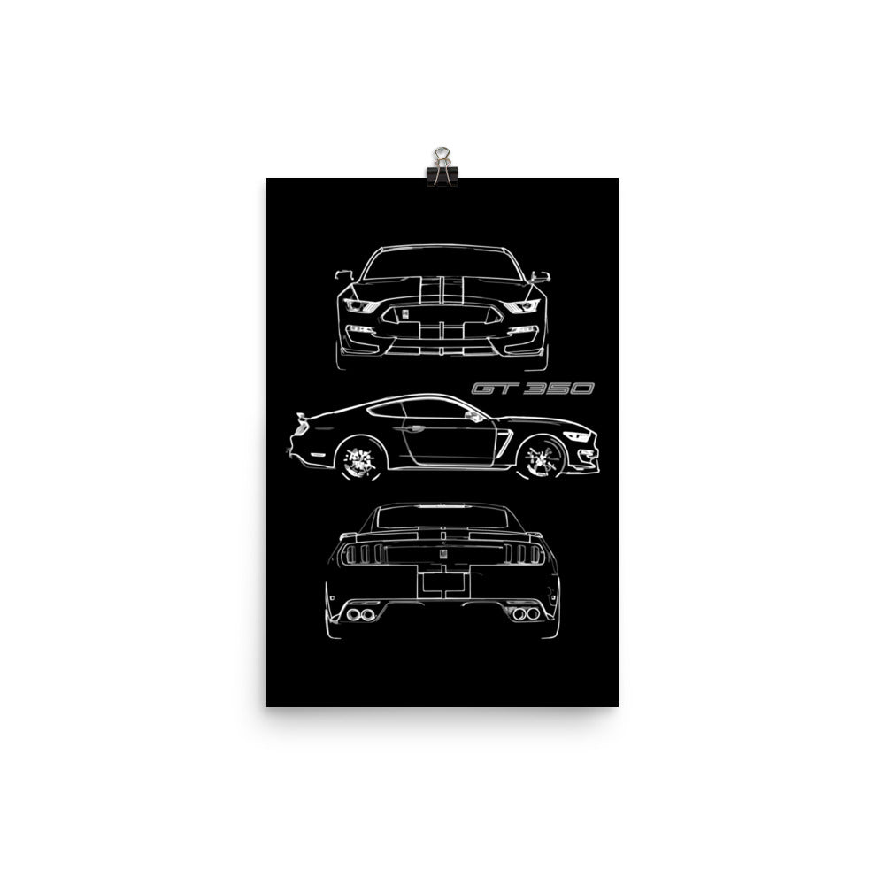2017 Mustang Shelby GT350 Custom Outline Art Gift Street Racing Poster