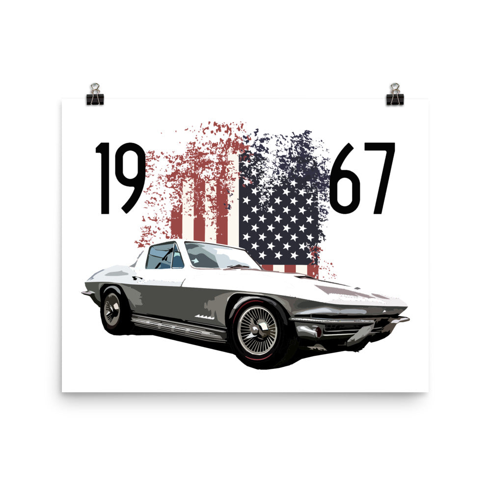 Silver 1967 Chevy Corvette Poster