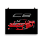 2020 2021 Red Corvette C8 Poster