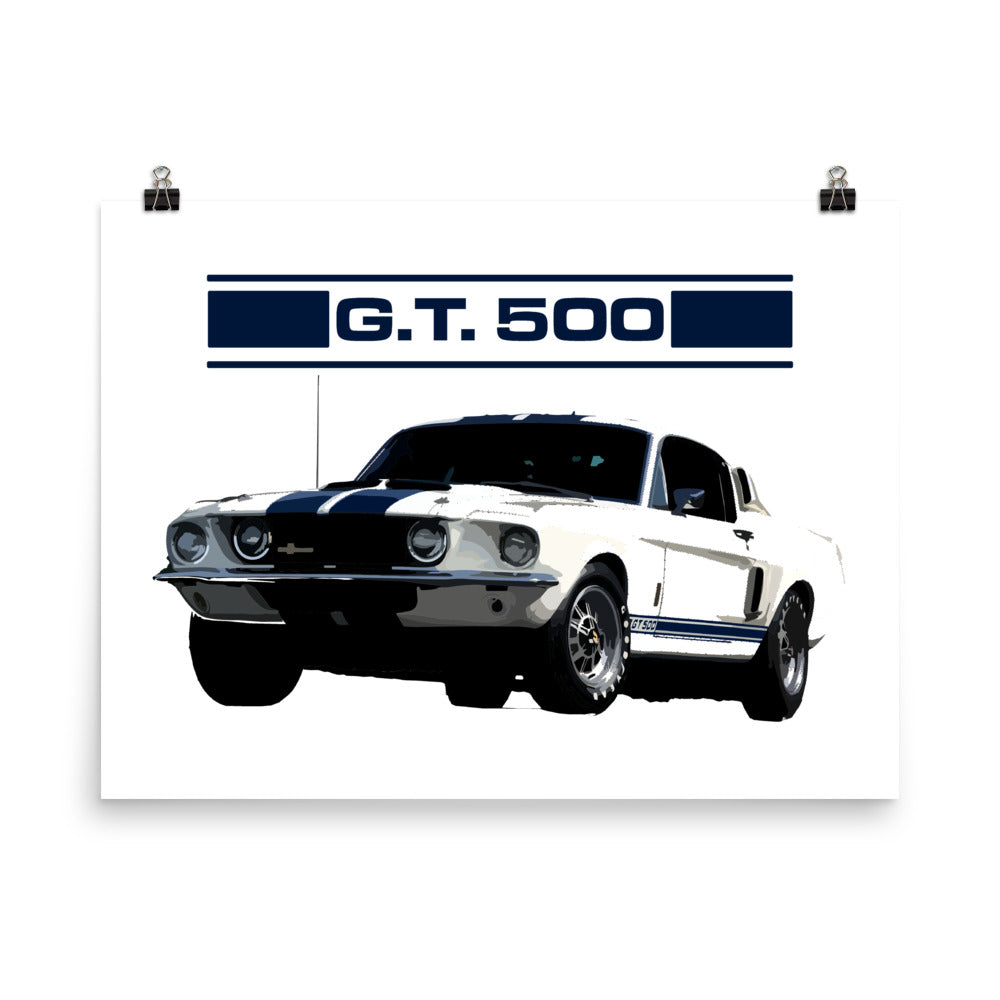 White Mustang Shelby GT500 Poster – Racing Roots